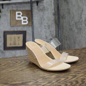 A New Day Womens Ansel Double Band Open Toe Wedge Heels 93320229 Tan Brown 6.5M